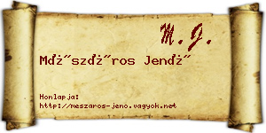 Mészáros Jenő névjegykártya
